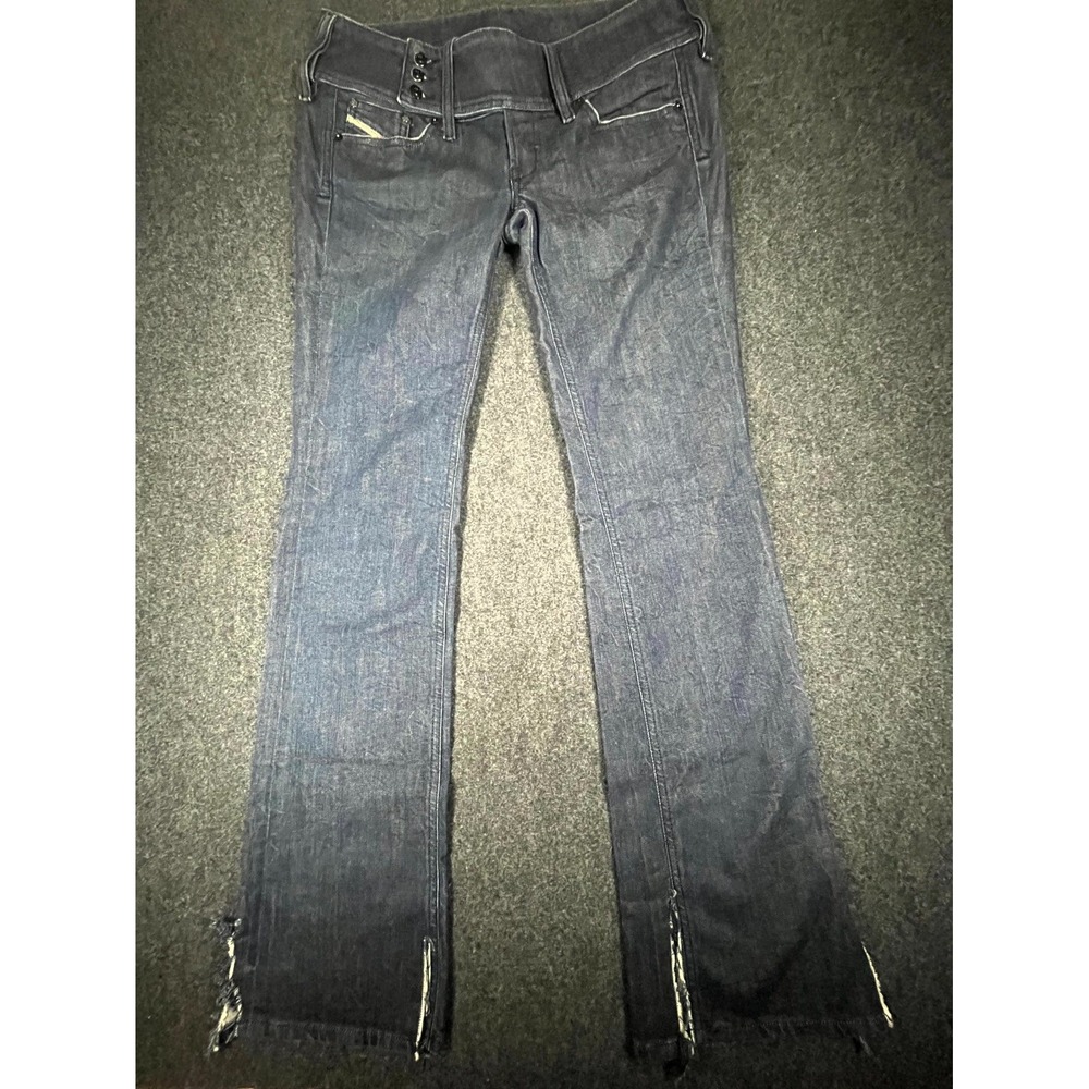 Y2K Diesel Cherock Flare Jeans Womens 31x34 Blue Denim Dark Wash Zip Hem Outdoor